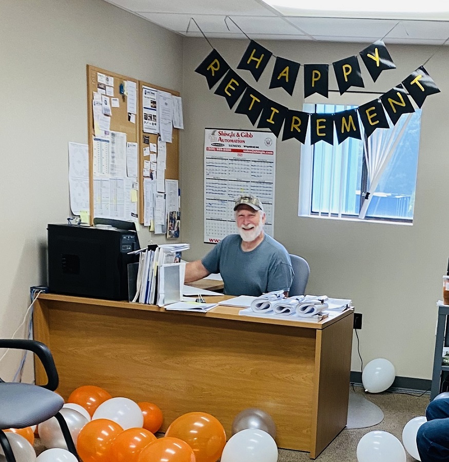 Gerald Mitcheltree celebrating his retirement