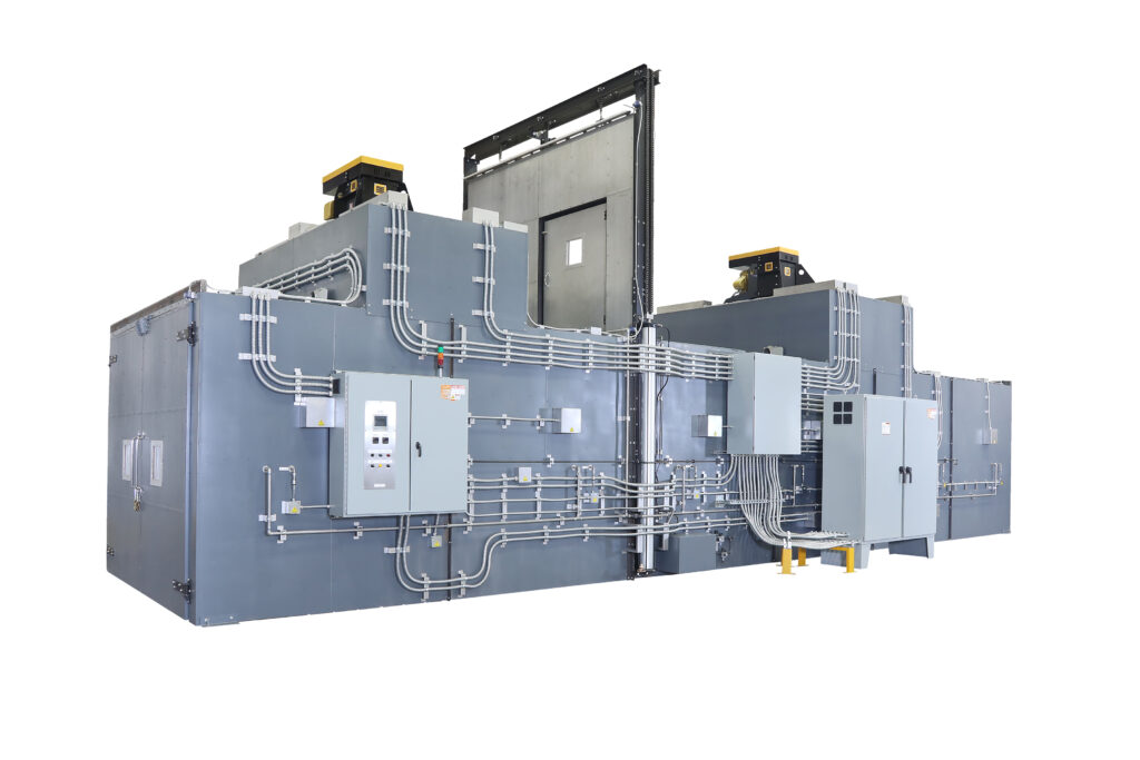 side view of convection oven with closed doors